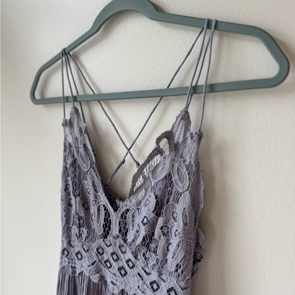 Free People Adella Maxi Dress Size Small  Lace Maxi Dress in Dark Gray Boho Chic - Picture 7 of 15